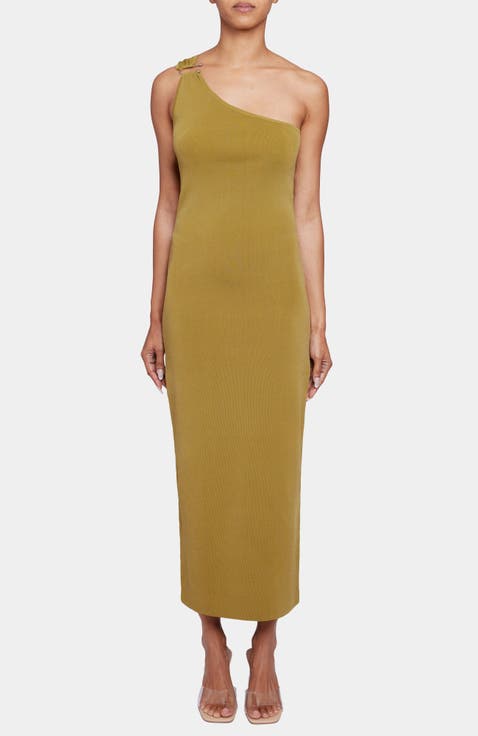 AZALEA Sleeveless One-Shoulder Bodycon Midi Knit Dress