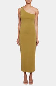 Santorelli Azalea Sleeveless One-Shoulder Bodycon Midi Knit Dress
