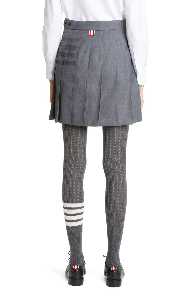 Thom Browne Drop Back Pleated Wool Blend Miniskirt, Alternate, color, Medium Grey