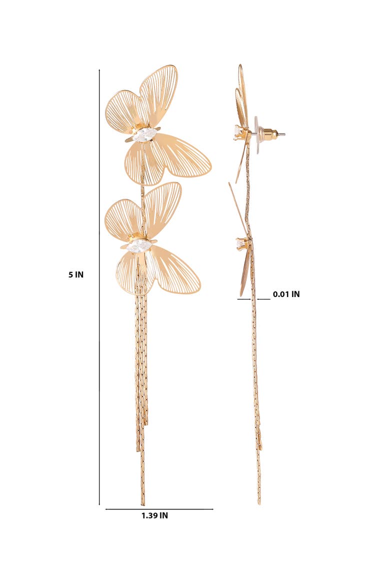 Butterfly Tassled-Drop Gold-Tone Earrings, Alternate, color, Gold