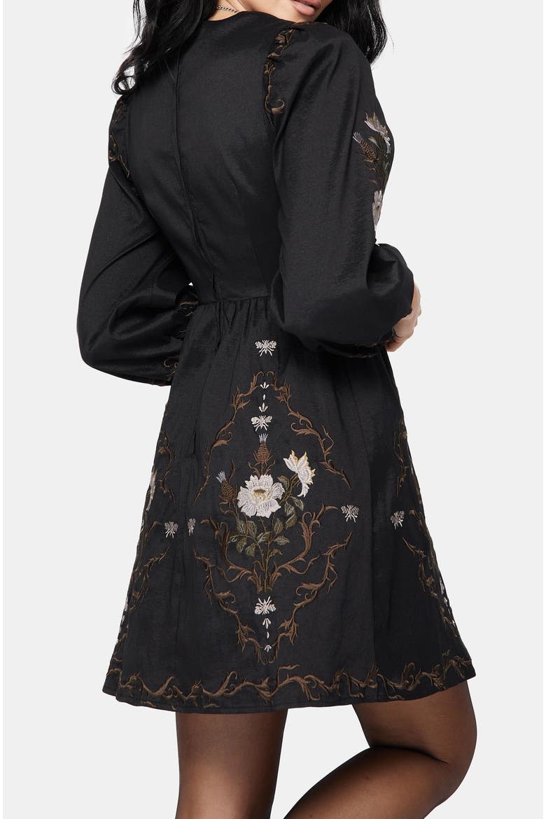 Puff Sleeve Mini Dress, Alternate, color, Black