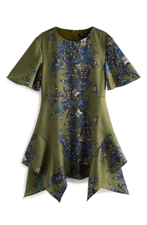 Kids' Butterfly Print Handkerchief Hem Dress (Big Kid)