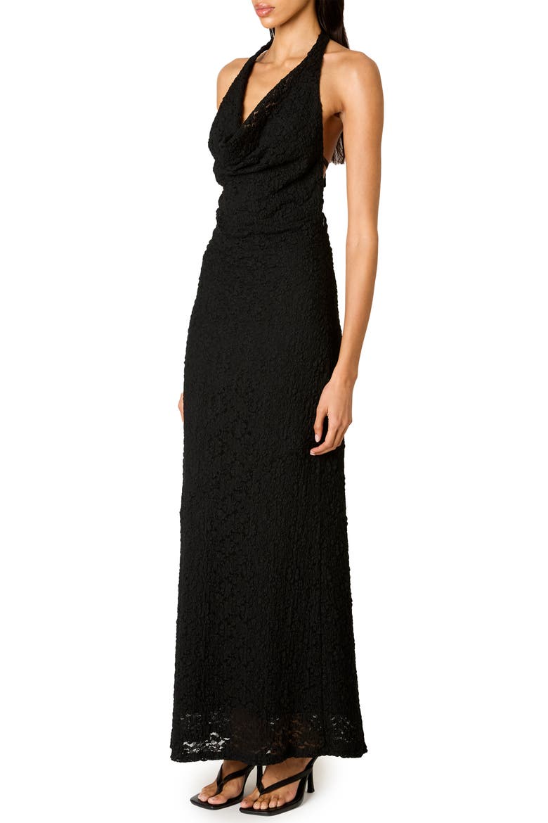 Thalia Lace Halter Maxi Dress, Alternate, color, BLACK