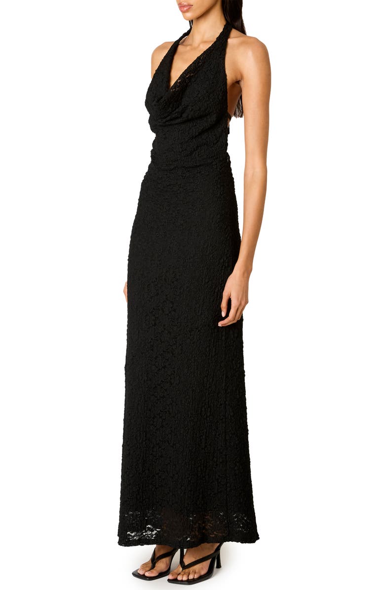 Nia Thalia Lace Halter Maxi Dress, Alternate, color, Black