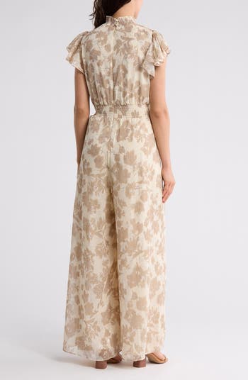 Floral Smocked Neck Jumpsuit