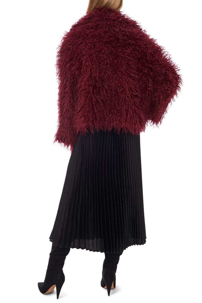 Faux Fur Jacket, Alternate, color, BURGUNDY