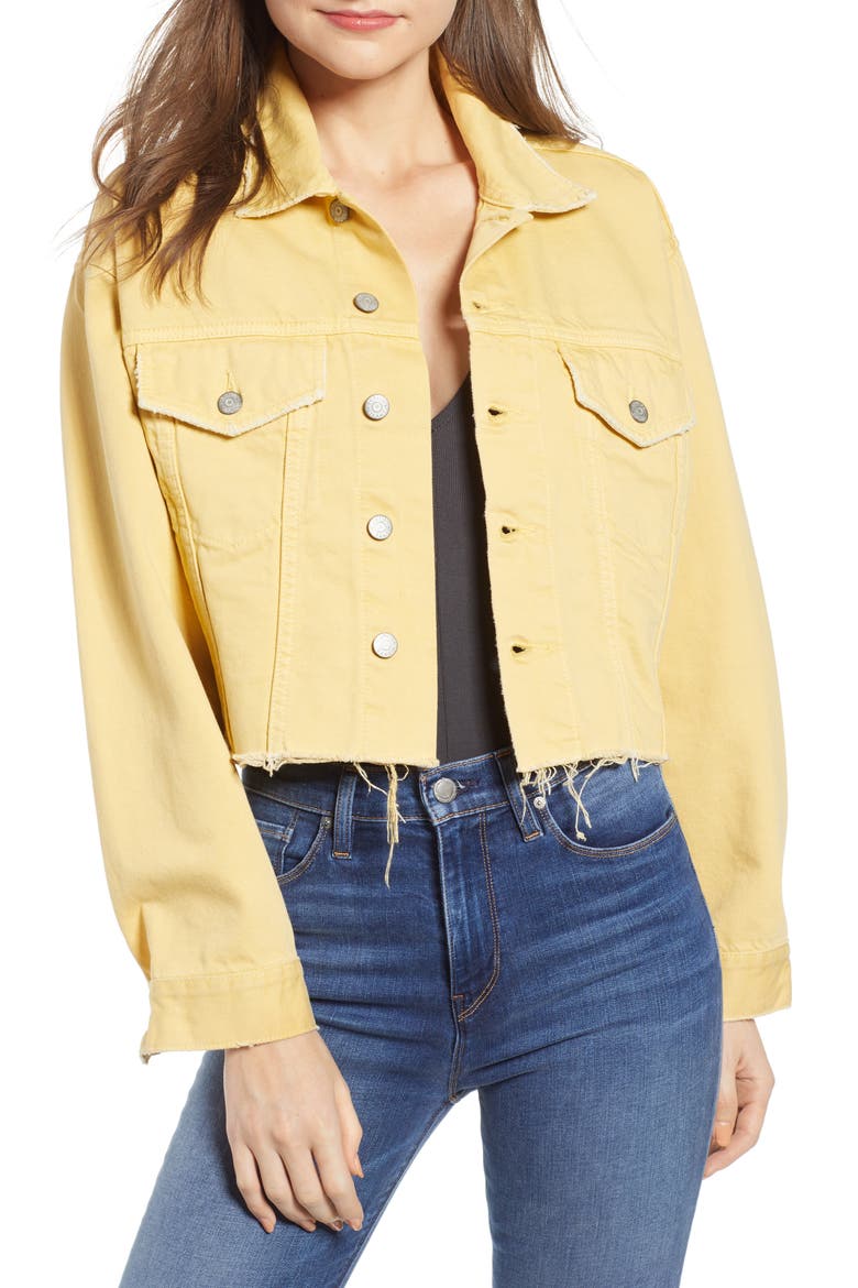 The Harvey Raw Hem Denim Jacket, Main, color, THE HONEY POT