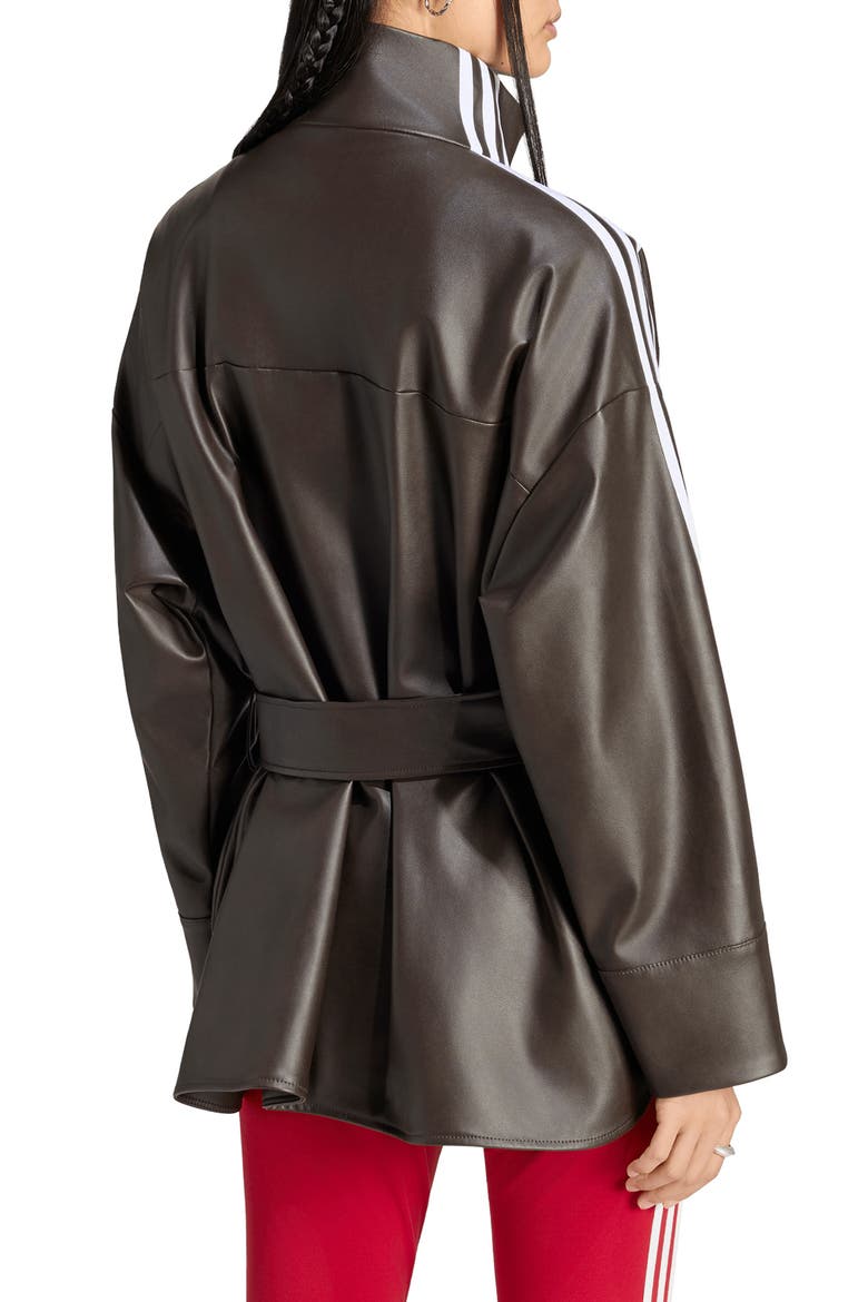 Faux Leather Belted Jacket, Alternate, color, AURORACOFEE