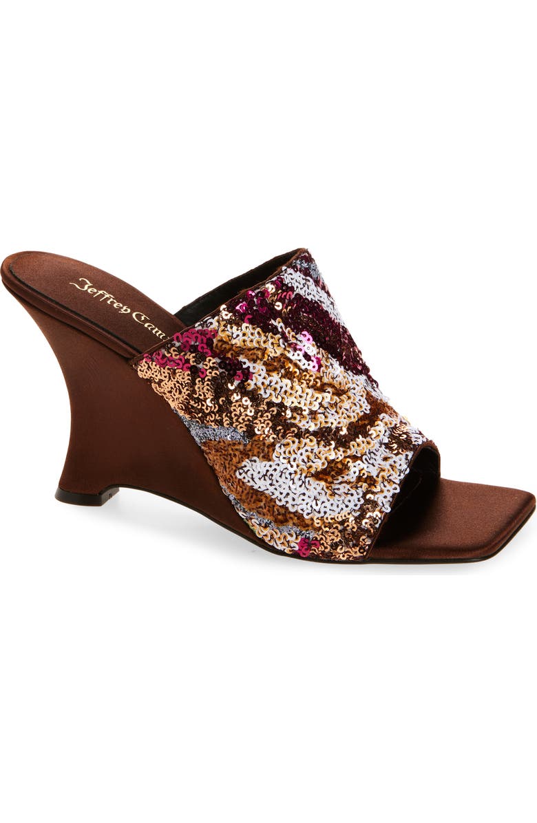 Jeffrey Campbell Aura Wedge Slide Sandal, Main, color, Brown Satin Combo