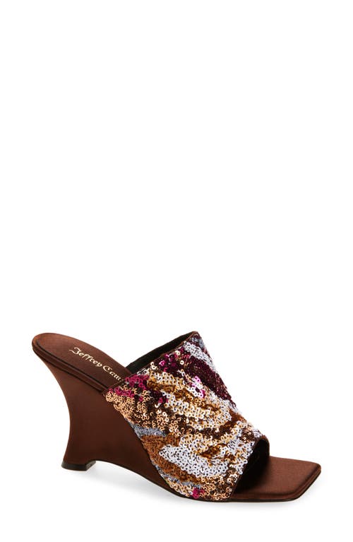 Jeffrey Campbell Aura Wedge Slide Sandal in Brown Satin Combo at Nordstrom, Size 6