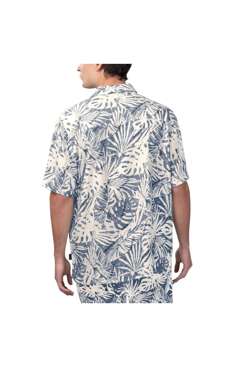 Margaritaville Men's Margaritaville Tan New England Patriots Sand Washed Monstera Print Party Button-Up Shirt, Alternate, color, Cream
