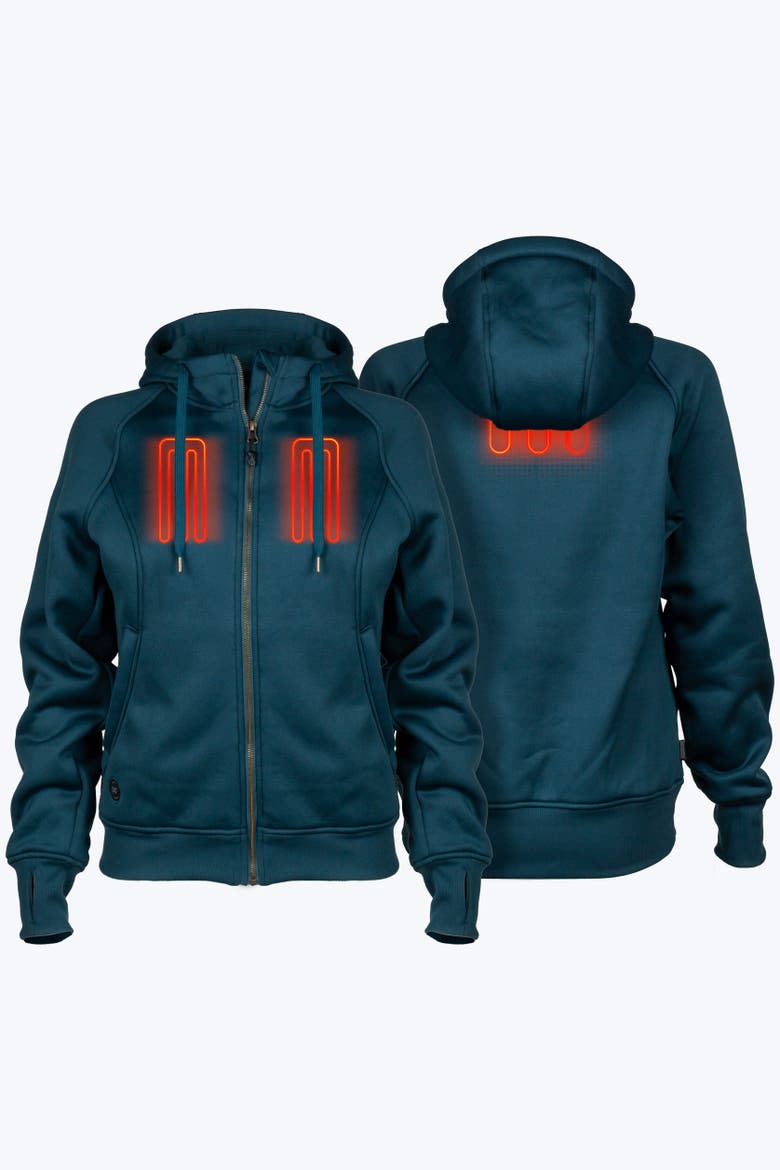 Women's  Highland Heated Hoodie, Alternate, color, Dark Teal