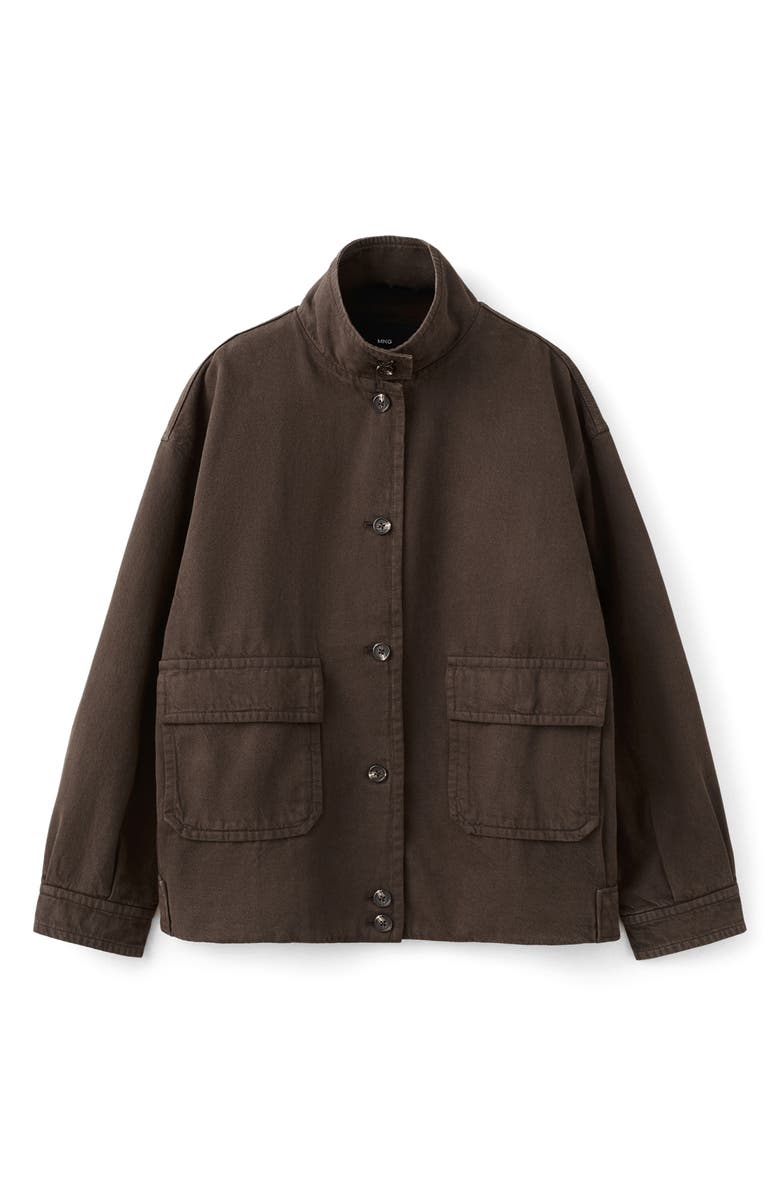 MANGO Eugenie Cotton Twill Jacket, Alternate, color, Chocolate