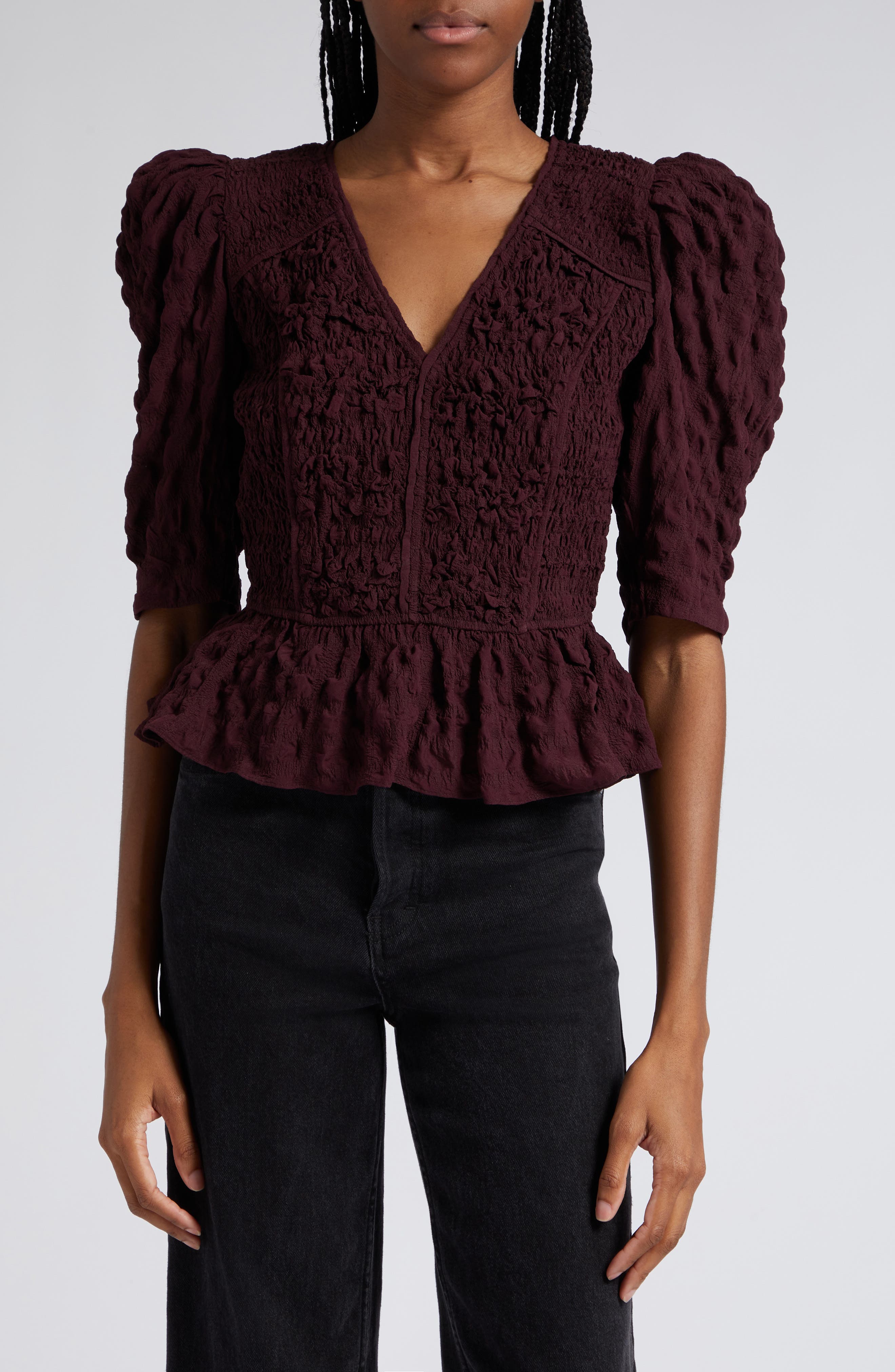 Piero Puff Sleeve Seersucker Top