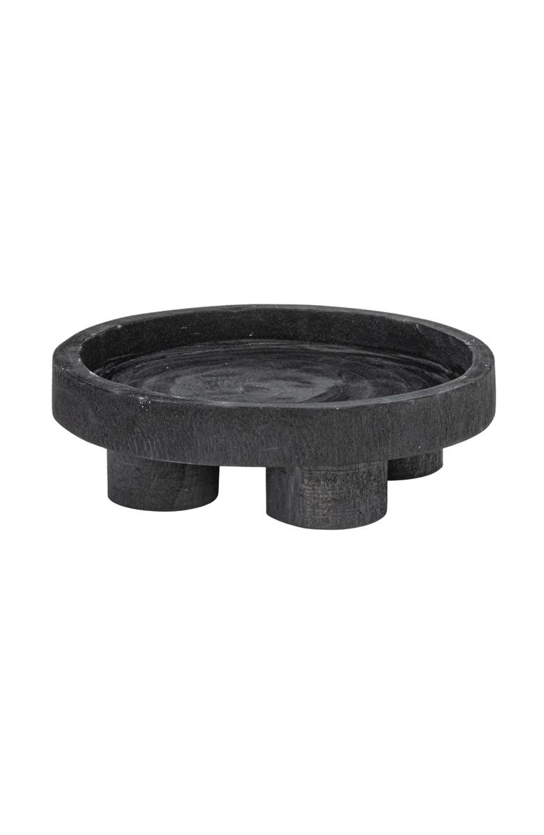 Storied Home Paulownia Wood Pedestal Tray, Main, color, Black