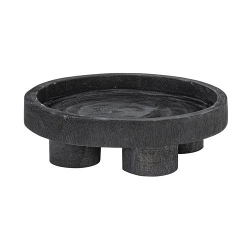 Storied Home Paulownia Wood Pedestal Tray In Black