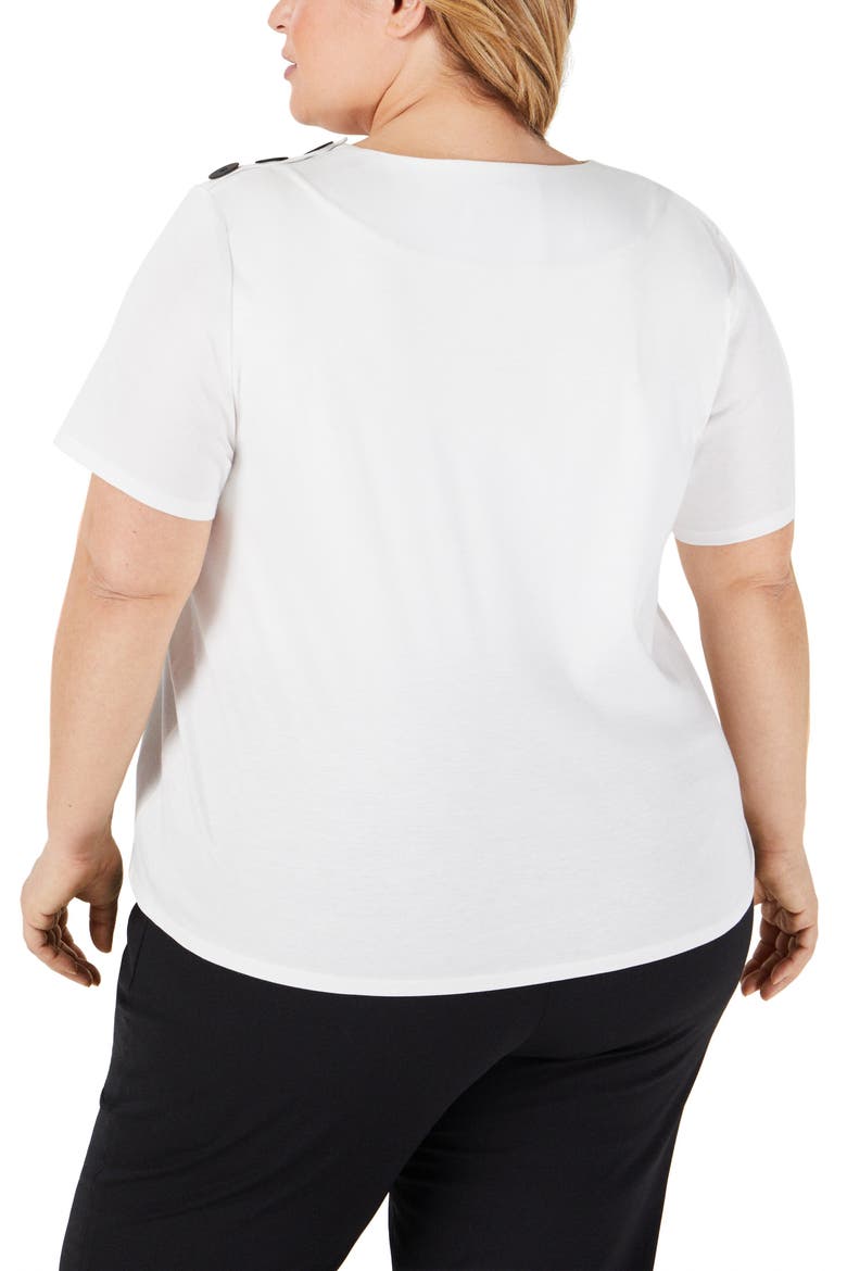 Button Shoulder Tee, Alternate, color, WHITE