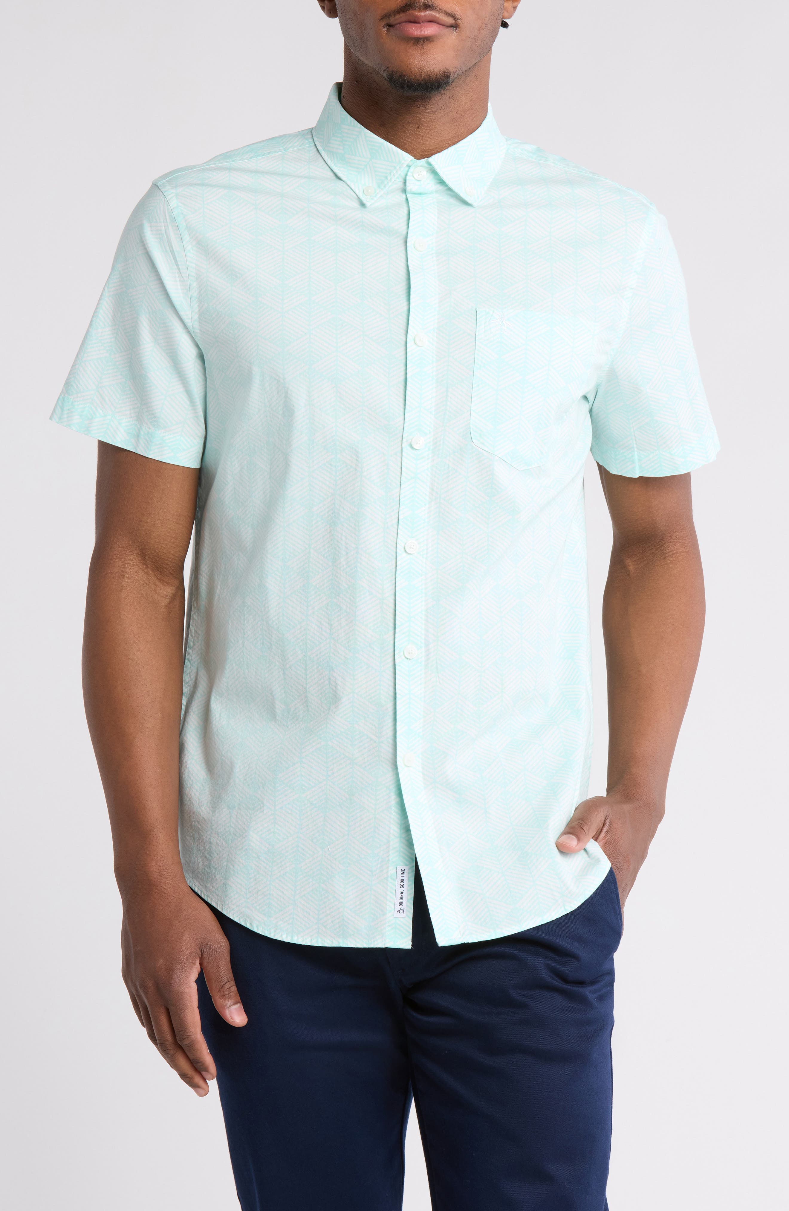 Original Penguin Short Sleeve Cotton Poplin Button-Up Shirt