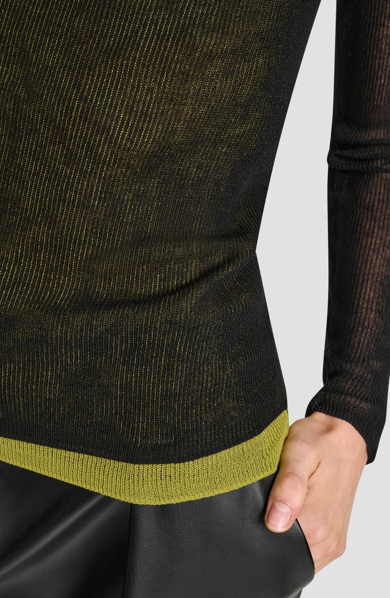 DKNY Double Layer Boat Neck Sweater, Alternate, color, Black/ Citronella