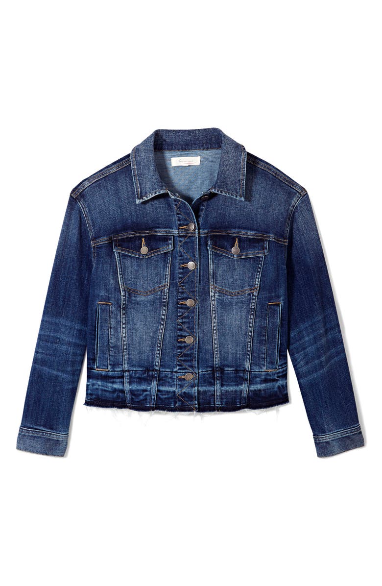 Vince Camuto Indigo Released Hem Denim Jacket, Alternate, color, 