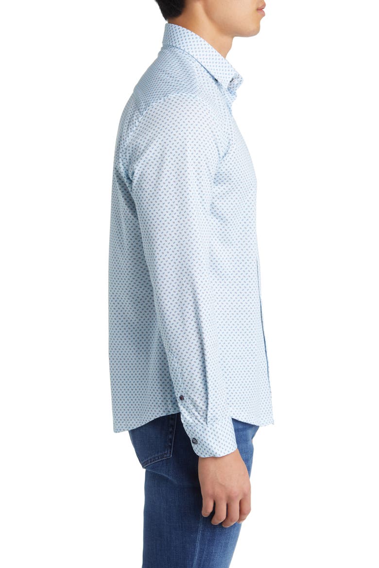 Knot Geo Dry Touch® Performance Jersey Button-Up Shirt, Alternate, color, BLUE