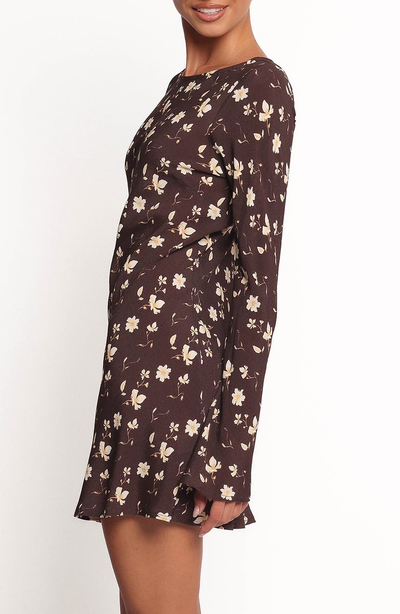 Petal & Pup Amity Long Sleeve Minidress, Alternate, color, Brown Floral