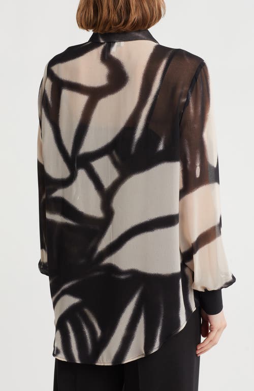 Dkny Abstract Print Chiffon Button-up Shirt