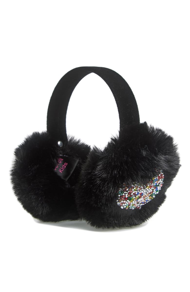 SURELL Kids' Sparkle Appliqué Faux Fur Earmuffs, Main, color,