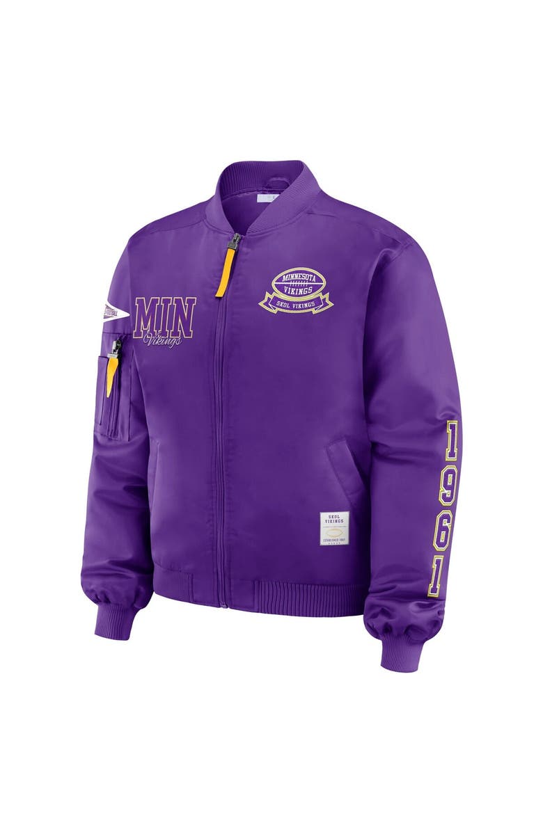 WEAR by Erin Andrews Women's WEAR by Erin Andrews Purple Minnesota Vikings Patch Full-Zip Bomber Jacket, Alternate, color, Purple