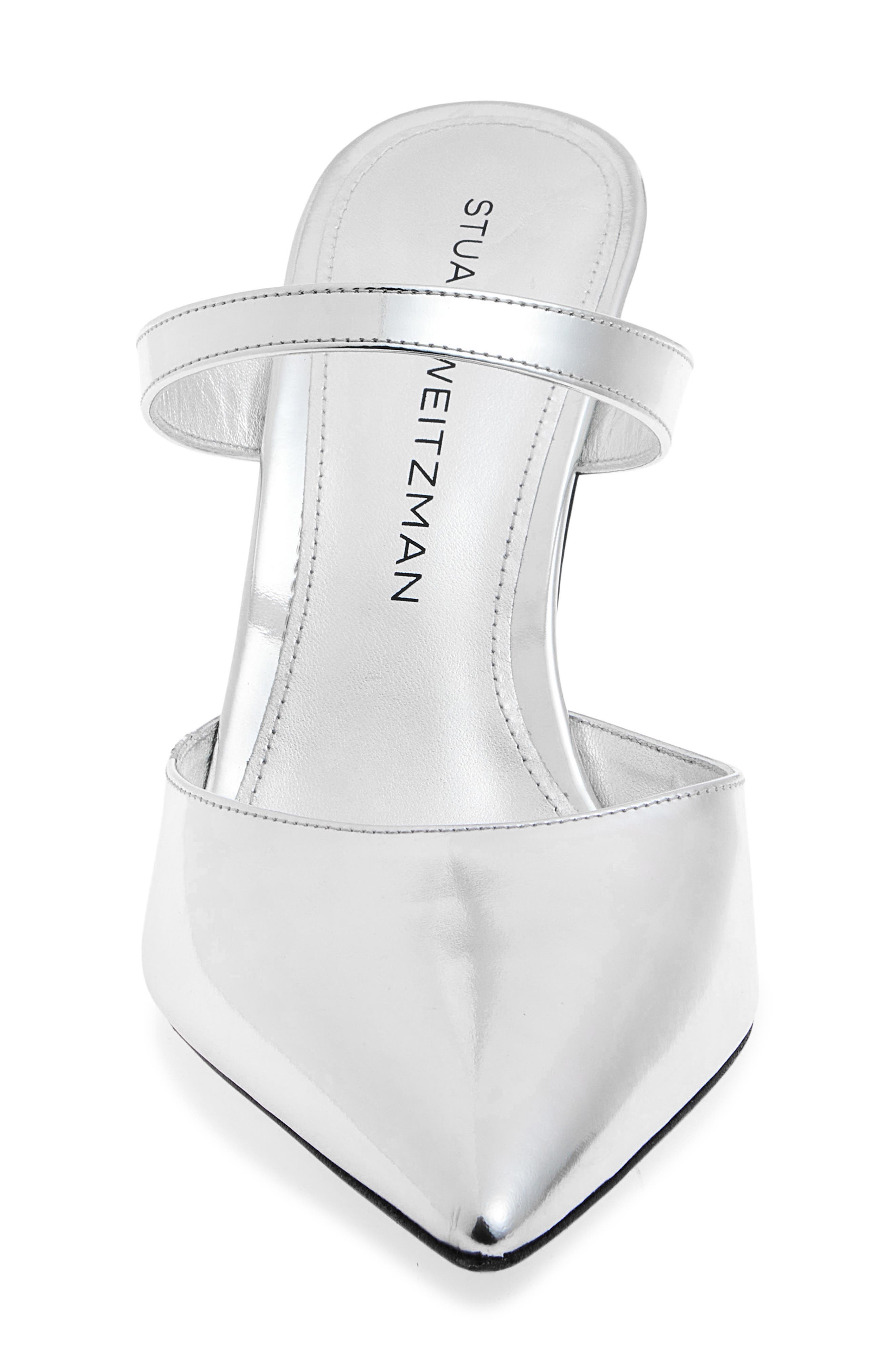 Stuart Weitzman Power Mule 85 Pump, Alternate, color, Silver Specchio