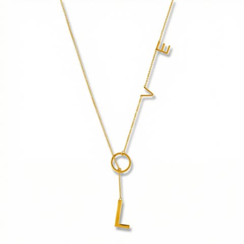 Love Lariat Necklace 18k Gold Plated 21"
