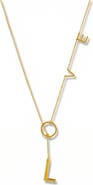 Bliss Diamond Love Lariat Necklace 18k Gold Plated 21"