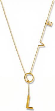 Bliss Diamond Love Lariat Necklace 18k Gold Plated 21"