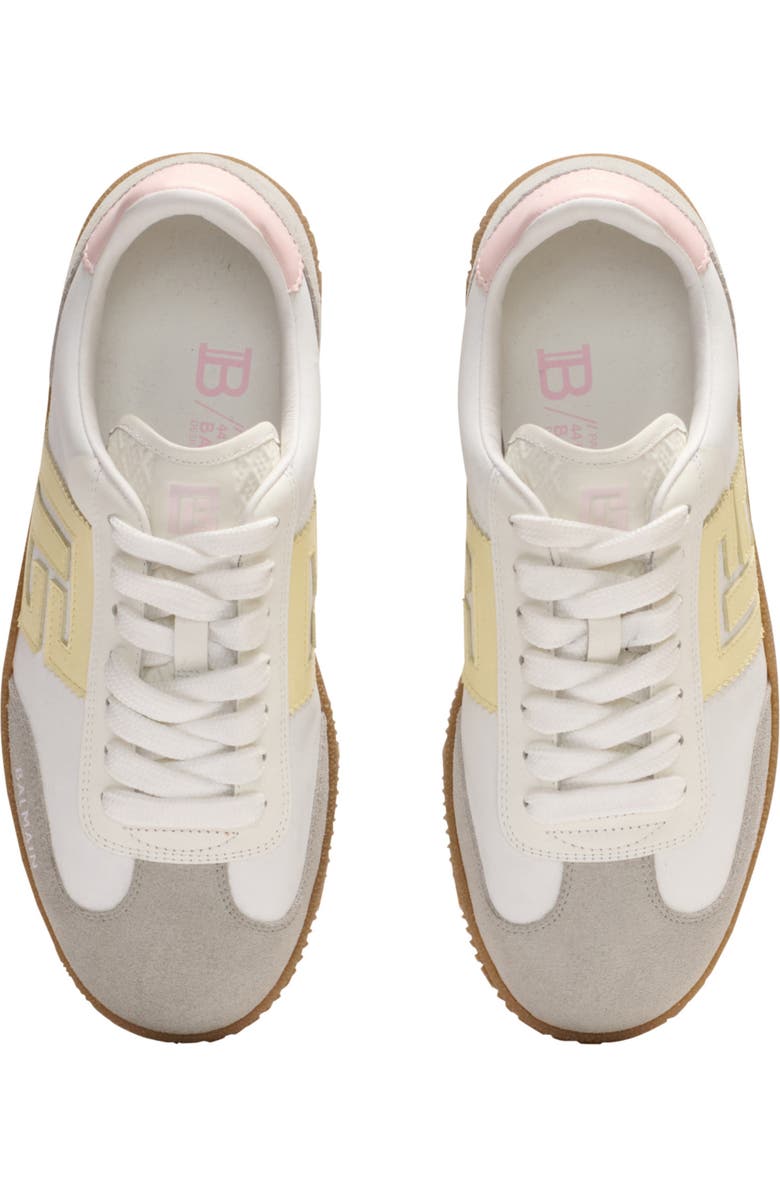 Balmain Swan trainers in calfskin and nylon, Alternate, color, White