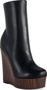 AZALEA WANG Road Faux Leather Platform Wedge Bootie