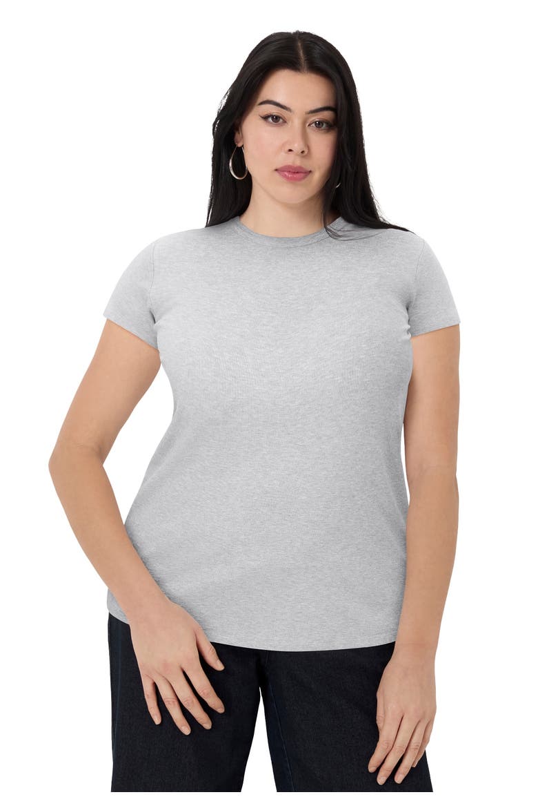 Ribbed Crewneck Top, Main, color, HEATHER GREY