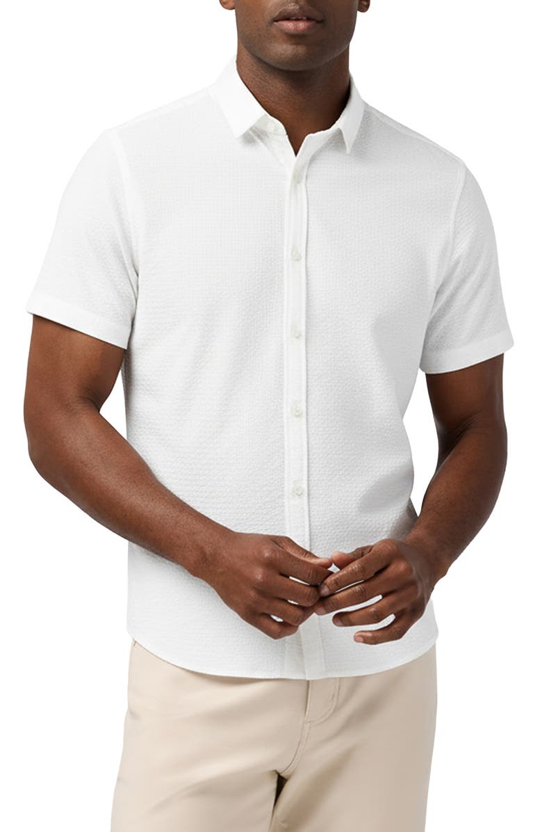 Mizzen+Main Porter Trim Fit Short Sleeve Performance Button-Up Shirt, Main, color, White