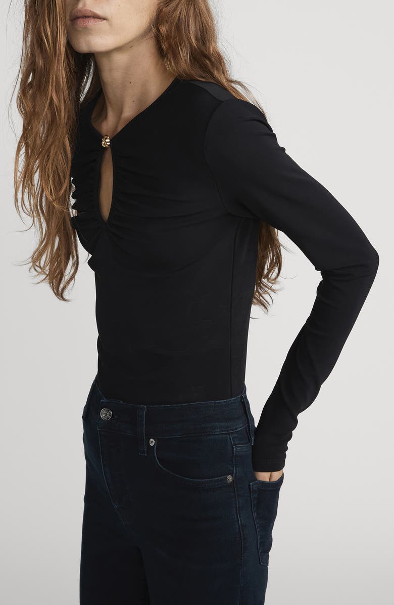 FRAME The Keyhole Long Sleeve Top, Alternate, color, Black