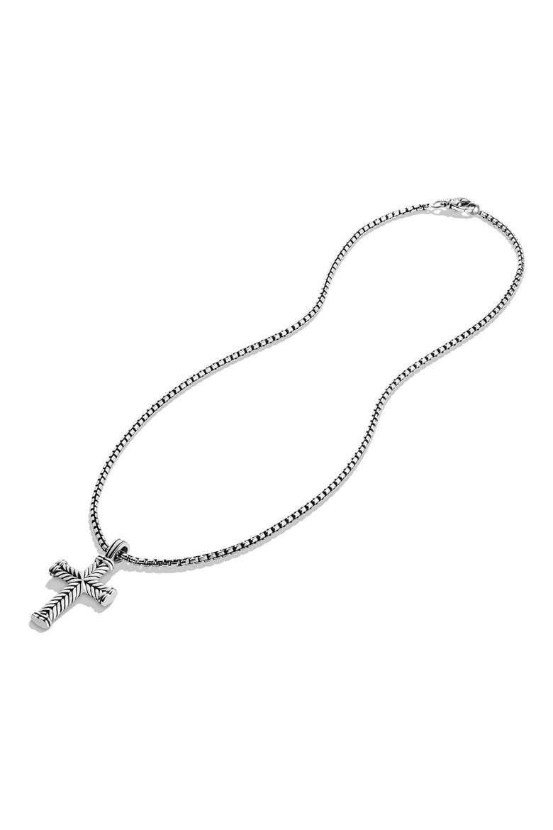 'Chevron' Cross on Chain, Alternate, color, SILVER