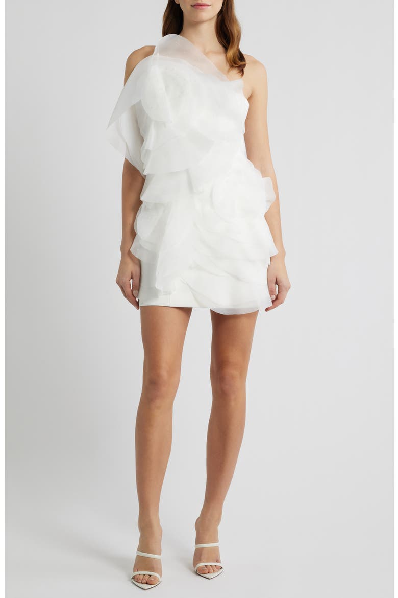 Cotwall One-Shoulder Minidress, Main, color, IVORY
