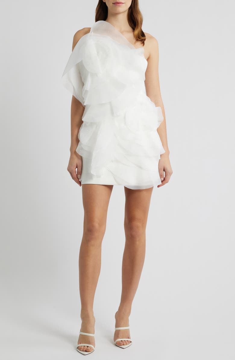 Acler Cotwall One-Shoulder Minidress, Main, color, Ivory