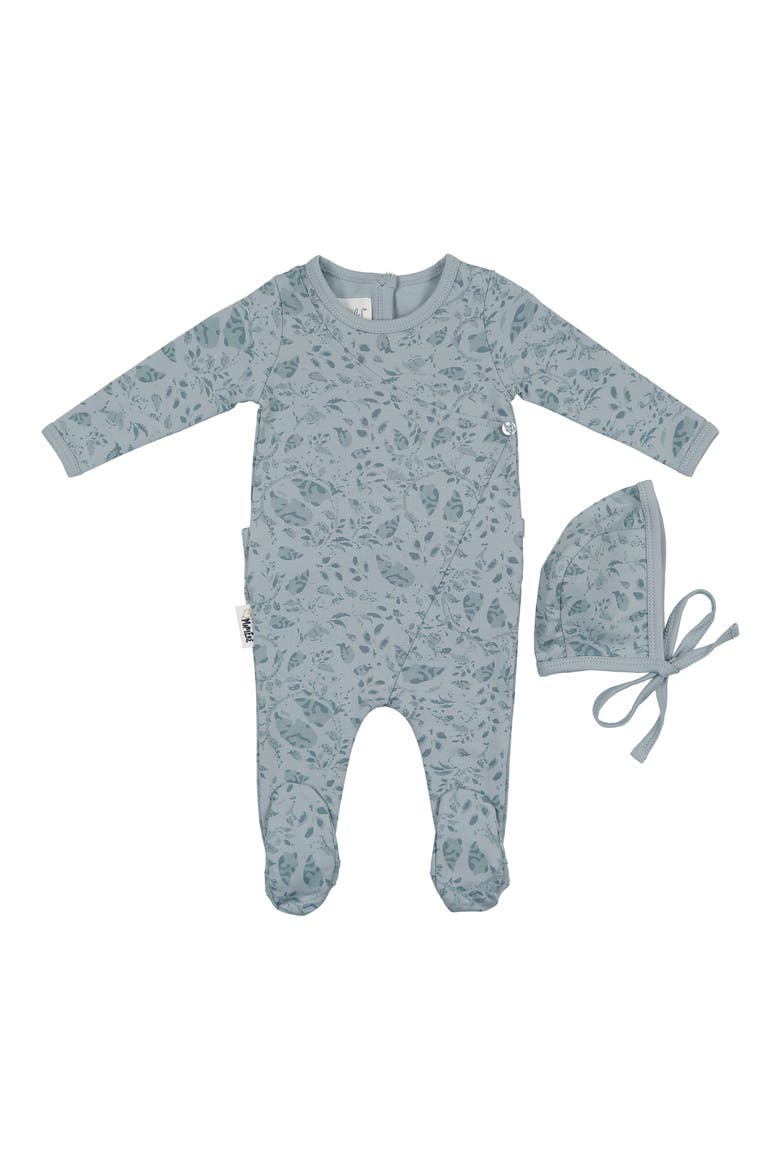 Soft Vines Footie & Hat Set, Main, color, SKY BLUE