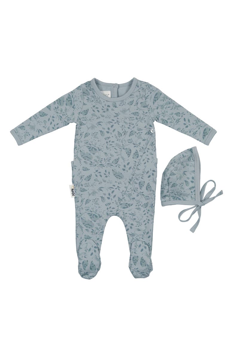Manière Soft Vines Footie & Hat Set, Main, color, Sky Blue