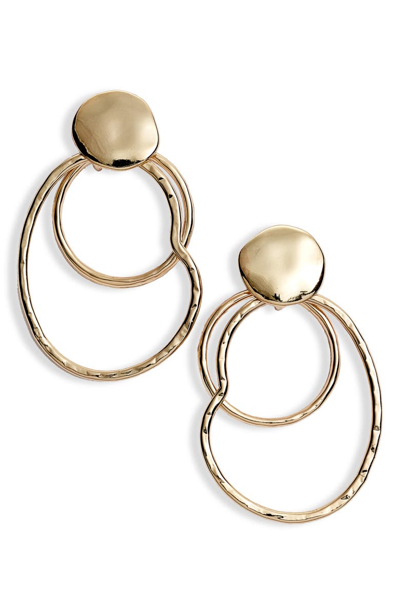 Something Navy Organic Metal Front Hoop Earrings, Main, color, 