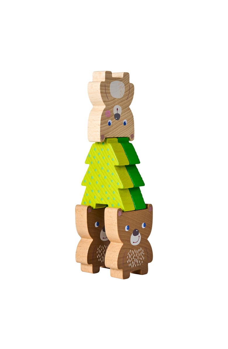HABA Forest Friends Chunky Wooden Stacking Toy, Alternate, color, Green Multi