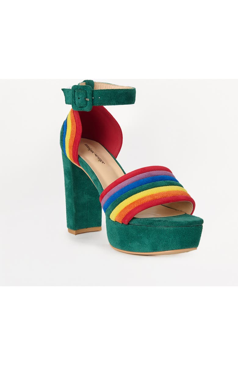 Unique Vintage Suede Peep Toe Pumps, Main, color, Green Rainbow