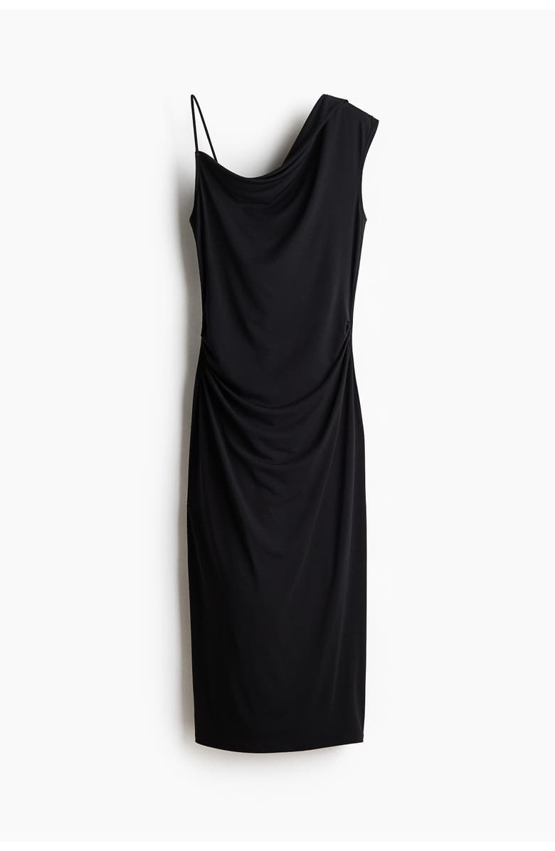 H&M Asymmetric Jersey Dress, Main, color, Black