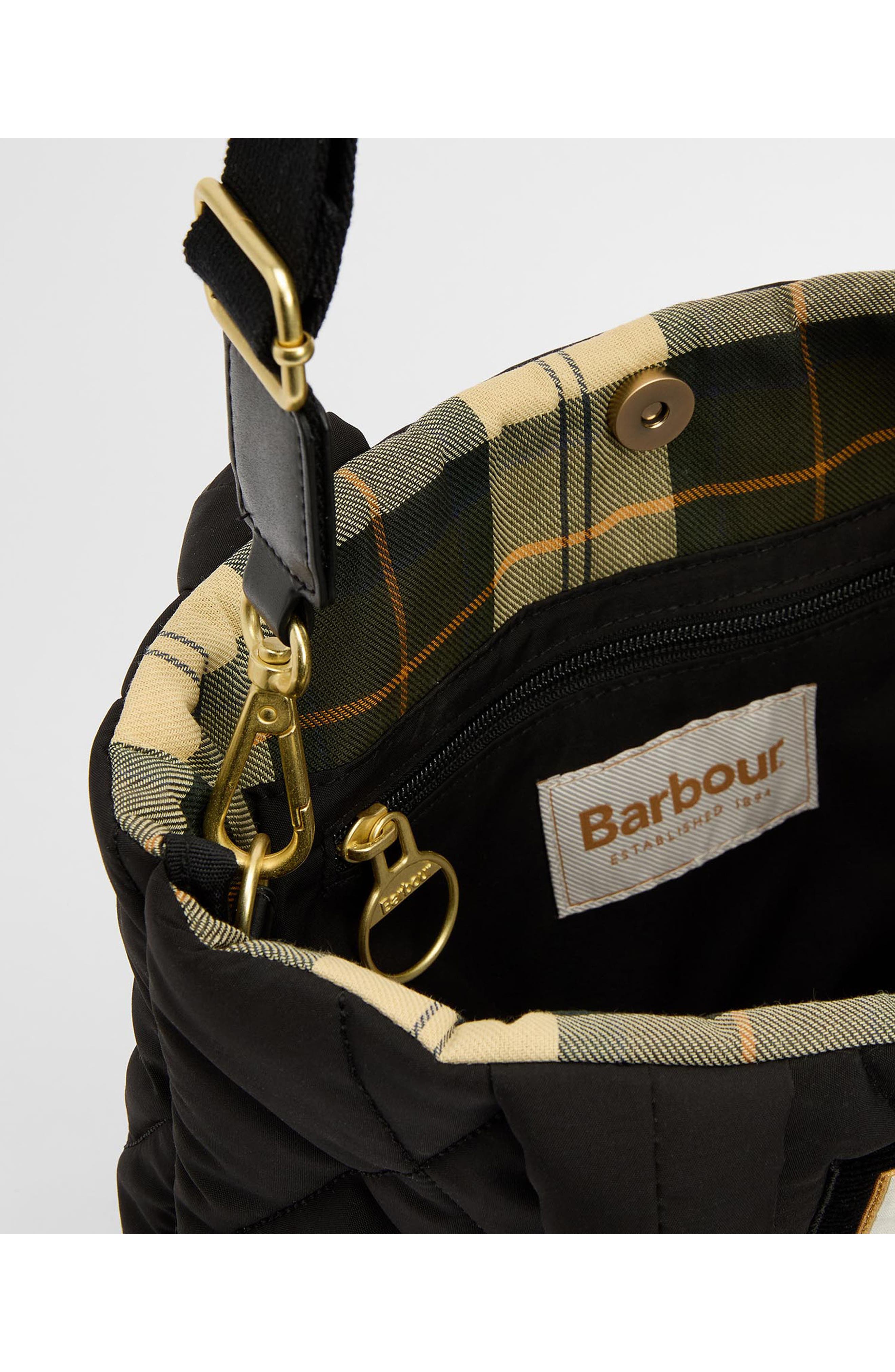 Barbour Mini Mariah Diamond Quilted Tote Bag, Alternate, color, Black/ Ancient
