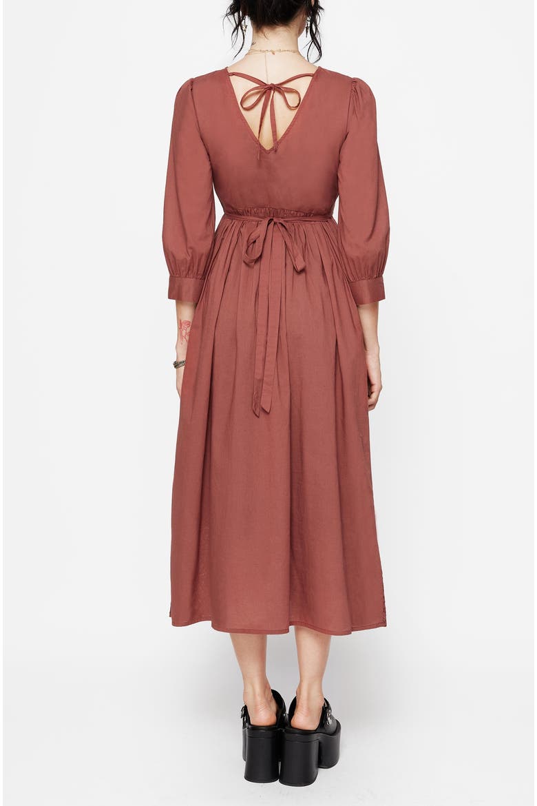 Cavern Cotton Broderie Midi Dress, Alternate, color, Red