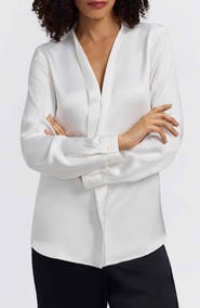 Foxcroft Rosale Ruffle Placket Button-Up Shirt